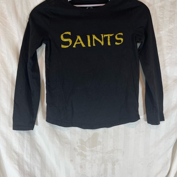 wonder nation Other - Wonder Nation Boys Girls Black Gold Glitter Saints Graphic Long Sleeve Tee M 7-8